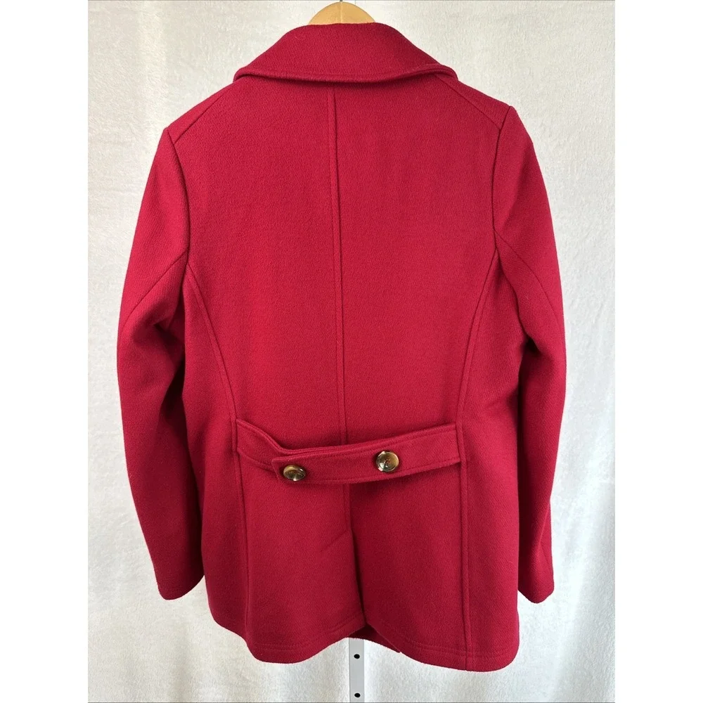 Kristen Blake Thick Wool Pea Coat Double‎ Breasted Red Tailored Women's